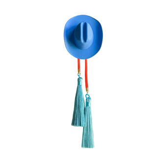 Cowboy Hat Bolo - Ocean Blue with Burnt Orange & Peacock Blue