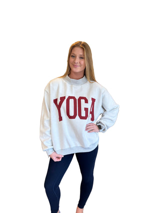 Pilates & Yoga Reversible Mockneck Sweatshirt- Heather Grey