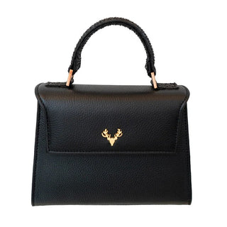 Jessica Leather Black with Black Python TopHandle Purse- Black