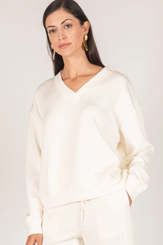Hartley V-Neck Long Sleeve Top -Ivory