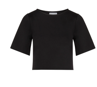 Cropped: Ponte Knit Short Sleeve Top