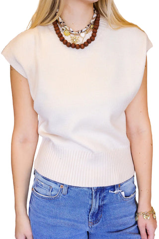 Sleeveless Sweater Top - Cream