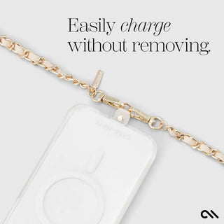 Gold Chain/Tan Leather Phone Crossbody - Gold/Tan