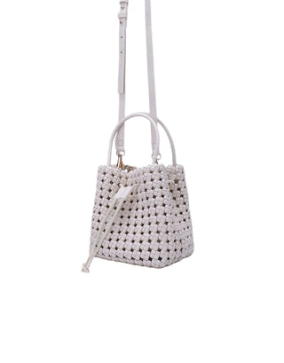 Perrie Bucket Mini Woven Square - Off White