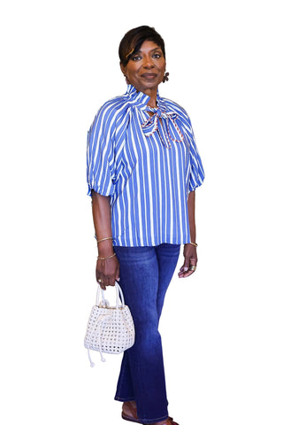 Front Tie Stripe Top