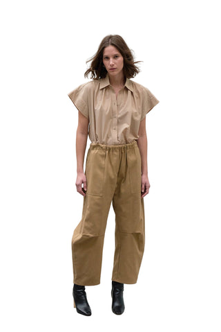 Trinity Button Top Brushed Cotton- Nude